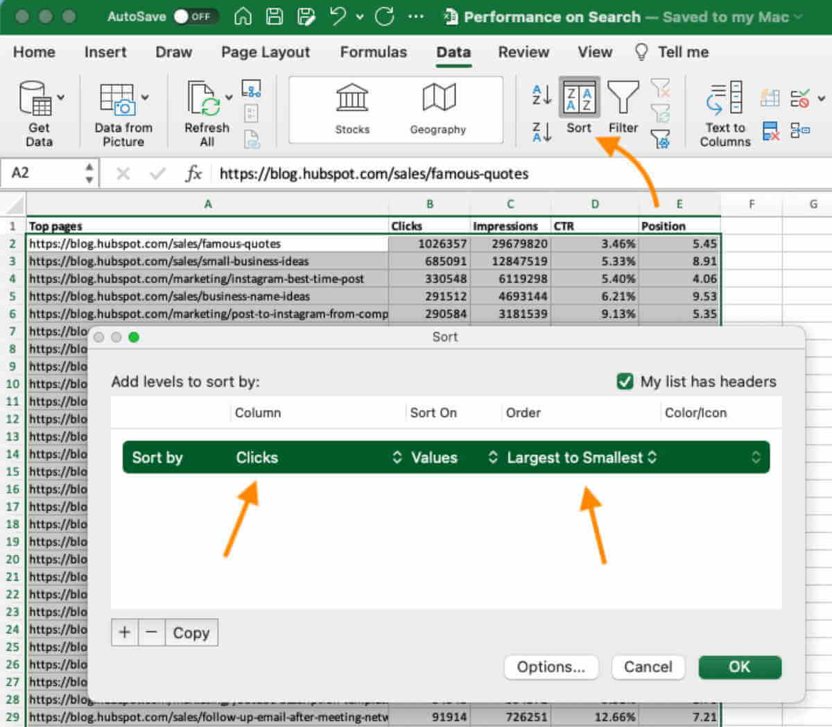 How to make a Pivot Table in Excel? sort the values