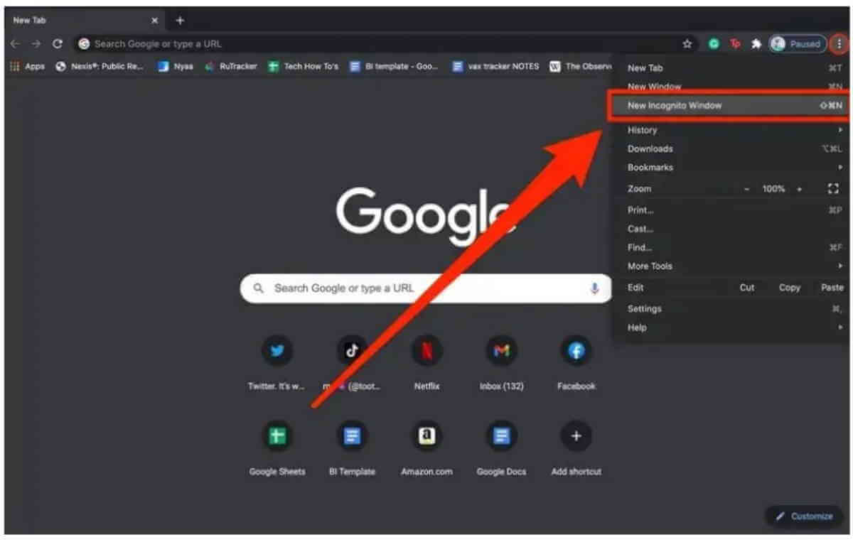 use incognito mode on chrome